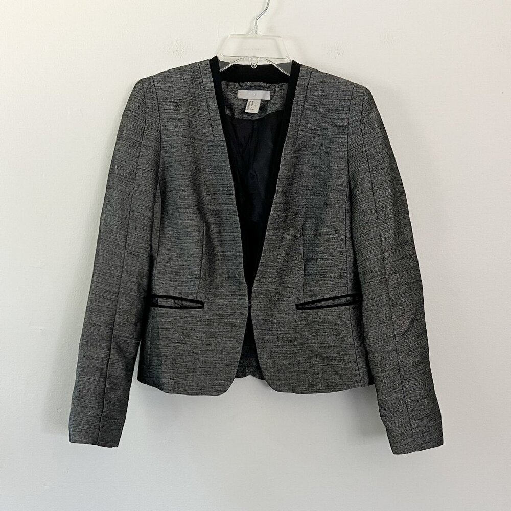 H&M / charcoal blazer jacket with black trim 10 M